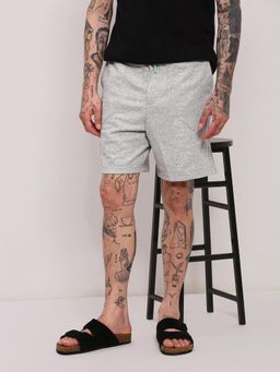 SHOWOFF - Men Grey Solid Cotton Shorts