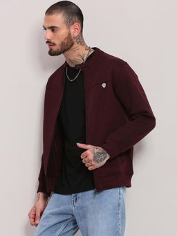 SHOWOFF - Men Burgundy Solid Sweatshirt