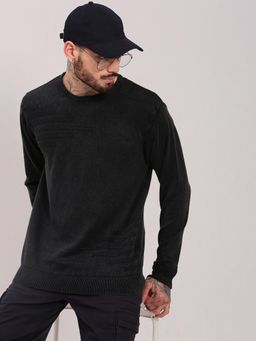SHOWOFF - Men Grey Textured Pullover Sweater