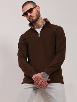 SHOWOFFFF - Men Brown Textured Pullover Sweater