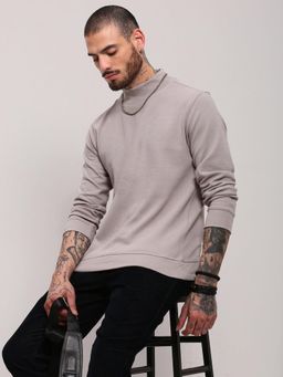 SHOWOFF - Men Grey Solid Pullover Sweater