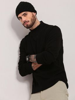 SHOWOFF - Men Black Solid Pullover Sweater