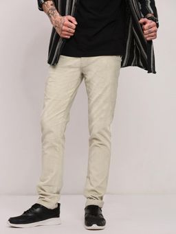 SHOWOFF - Men Beige Solid Trousers