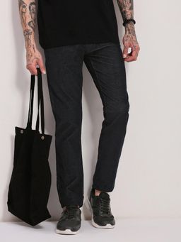 SHOWOFF - Men Navy Blue Solid Trousers