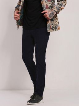 SHOWOFF - Men Navy Blue Solid Trousers