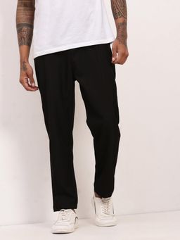 SHOWOFFFF - Mens Black Solid Slim Fit Trousers