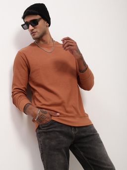 SHOWOFF - Men Rust Solid Sweatshirt