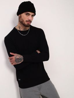 SHOWOFFFF - Men Black Solid Sweatshirt