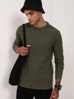 SHOWOFFFF - Men Green Solid Sweatshirt