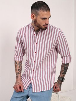 SHOWOFF - Mens Pink Striped Slim Fit Shirt