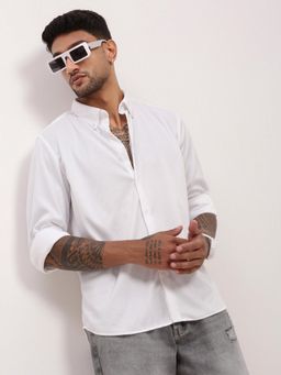 SHOWOFFFF - Mens White Solid Slim Fit Shirt