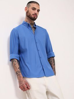 SHOWOFFFF - Edition Mens Blue Solid Slim Fit Shirt
