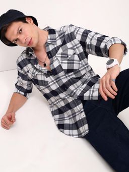 SHOWOFF - Mens Black Checked Slim Fit Shirt