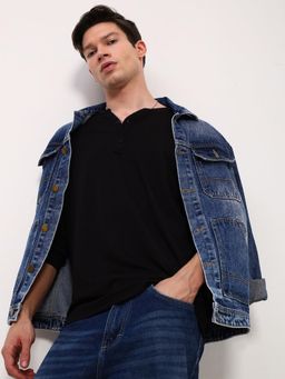 SHOWOFFFF - Men Black Solid Full Sleeve T-Shirt