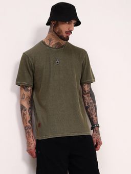 SHOWOFF - Men Olive Solid T-Shirt