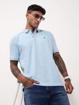SHOWOFFFF - Men Blue Solid Polo T-Shirt