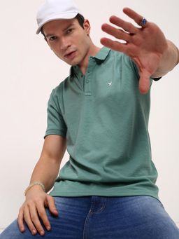 SHOWOFF - Men Green Solid Polo T-Shirt