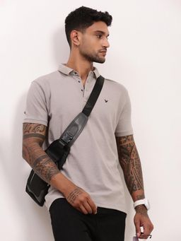 SHOWOFFFF - Men Grey Solid Polo T-Shirt