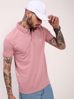 SHOWOFF - Men Pink Solid Polo T-Shirt