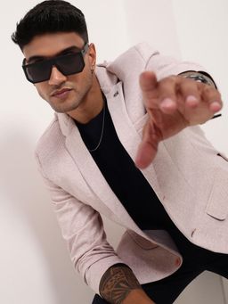 SHOWOFF - Mens Pink Solid Single Breasted Blazer