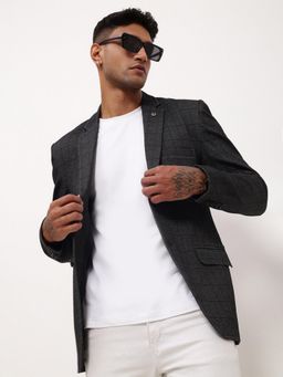 SHOWOFF - Mens Grey Checks Single Breasted Blazer