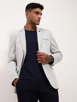 SHOWOFF - Mens Grey Solid Single Breasted Blazer