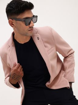 SHOWOFF - Mens Pink Textured Single Breasted Blazer