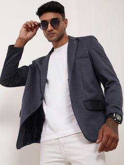 SHOWOFF - Mens Grey Solid Single Breasted Blazer