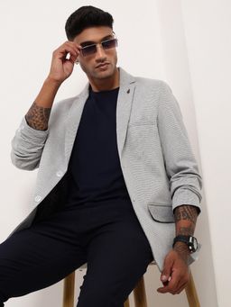 SHOWOFFFF - Mens Grey Textured Single Breasted Blazer