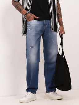 SHOWOFFFF - Mens Blue Solid Jeans