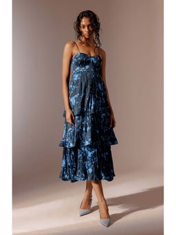 Advait - Nysa Tiered Blue Midi Dress