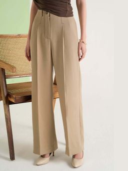 The Dapper Lady - Beige Ecru Flared Pants