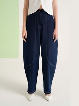The Dapper Lady - Indigo Barrel Denim Pant