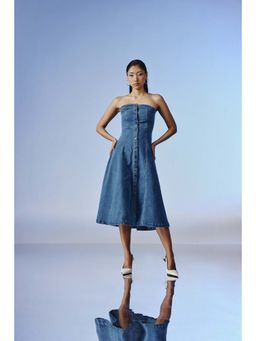 quietBold - Blue Discipline Denim A Line Midi Dress