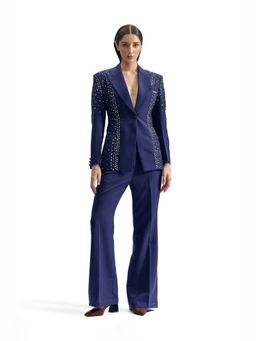 CILVR - Stud-Armour Tailored Navy Blue Blazer With Pant