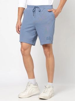 GAP - Men Blue Logo Print Mid Rise Bermuda Shorts