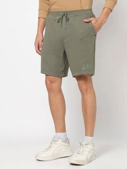 GAP - Men Olive Logo Print Mid Rise Bermuda Shorts
