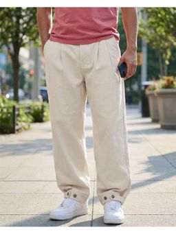 Bewakoof - Men Off White Baggy Fit Japanese Pants