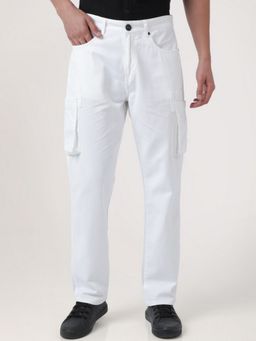 Bene Kleed - Men White Cotton Straight Fit Cargo