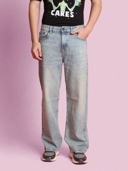 Bene Kleed - Men Blue Wide Leg Heavy Fade Jeans
