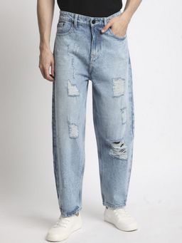 Bene Kleed - Men Blue Mid-Rise Highly Distressed Baggy Fit Jeans