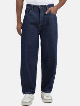 Bene Kleed - Men Navy Blue Baggy Fit Mid-Rise Dark Shade Pure Cotton Clean Look Jeans