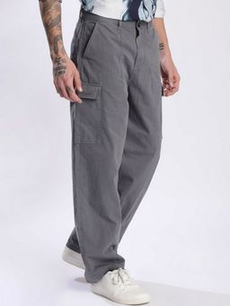 Bene Kleed - Men Grey Loose Balloon Fit Cotton Cargo