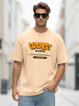 LEOTUDE - Men Loyalty Beige Oversized T-Shirt