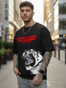 LEOTUDE - Men Black Chosen Oversized T-Shirt