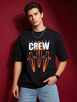 LEOTUDE - Men New Classy Crew Black Oversized T-Shirt