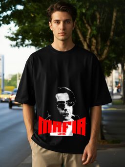 LEOTUDE - Men Black Mafia Oversized T-Shirt