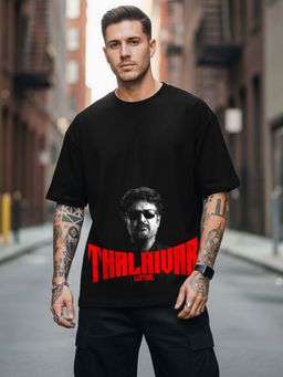 LEOTUDE - Men Black Thala Oversized T-Shirt