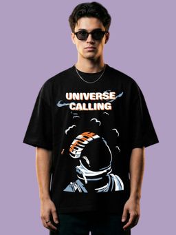 LEOTUDE - Men Black Universe Oversized T-Shirt