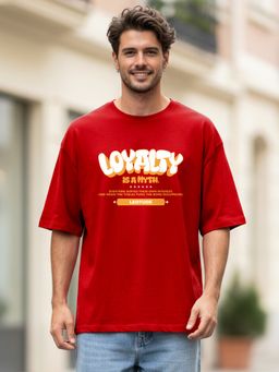 LEOTUDE - Men Loyalty Red Oversized T-Shirt